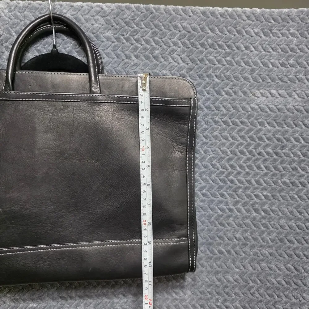 Black Faux Leather Briefcase Messenger Business Bag Carry Handle Shoulder Strap